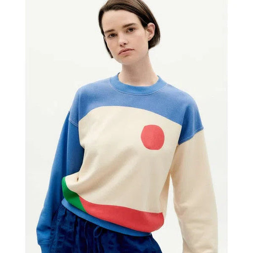 Abstract Ivory Damen Sweatshirt-Thinking Mu-Pullis & Sweatshirts-ROTATION BOUTIQUE