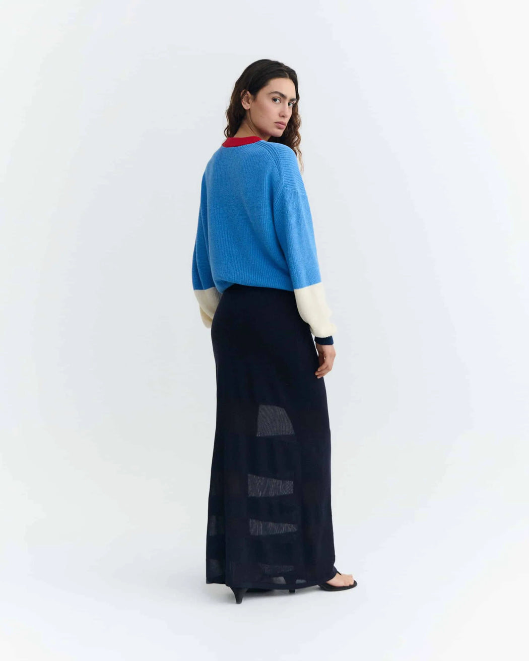 Blue Contrast Strickpullover Damen-Thinking Mu-Pullis & Sweatshirts-ROTATION BOUTIQUE BERLIN
