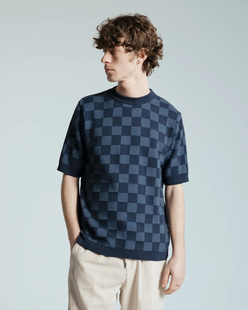 Caetano Check Knitted Top-Far Afield-T-Shirts-ROTATION BOUTIQUE BERLIN