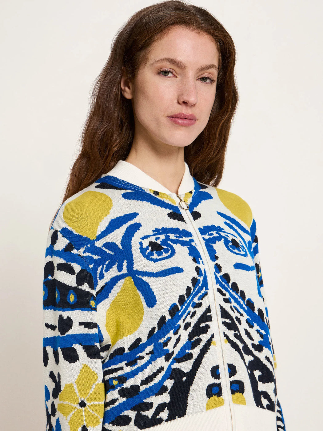 Damen Jacquard Strickjacke – GOTS-zertifiziert-Lanius-Pullis & Sweatshirts-ROTATION BOUTIQUE BERLIN