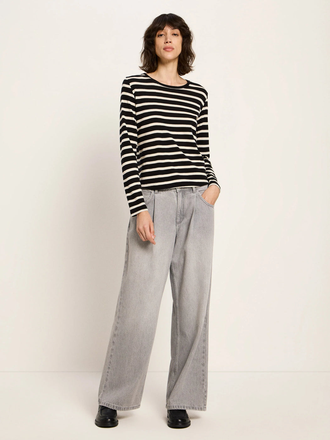 Gestreiftes Langarmshirt aus Merinowolle-Lanius-T-Shirts-ROTATION BOUTIQUE BERLIN