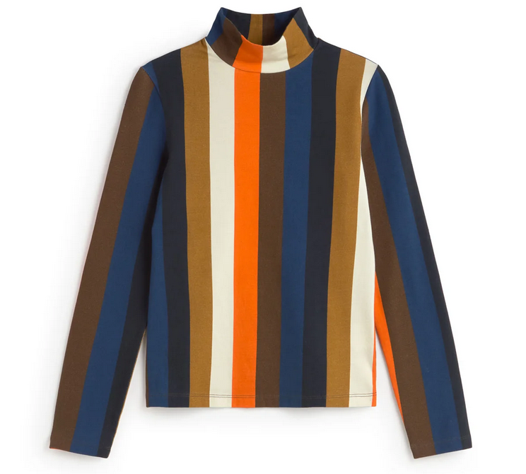 Gestreiftes Stehkragentop-Thinking Mu-Pullis & Sweatshirts-ROTATION BOUTIQUE BERLIN