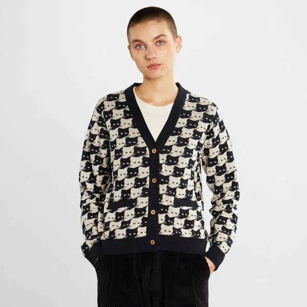 Iggesund Pepita Cats - Cardigan-Dedicated-Pullis & Sweatshirts-ROTATION BOUTIQUE BERLIN