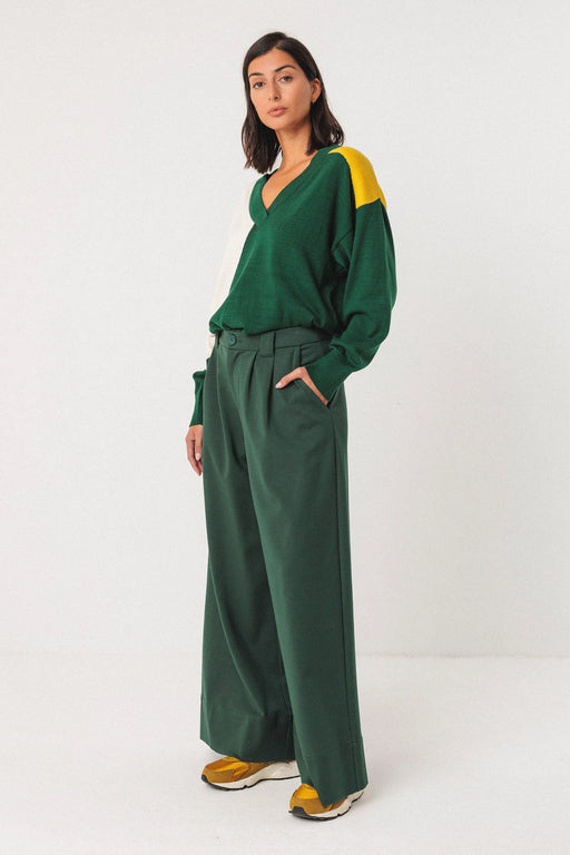 Nia Dark Green Palazzo Pants-SKFK-Hosen-ROTATION BOUTIQUE BERLIN