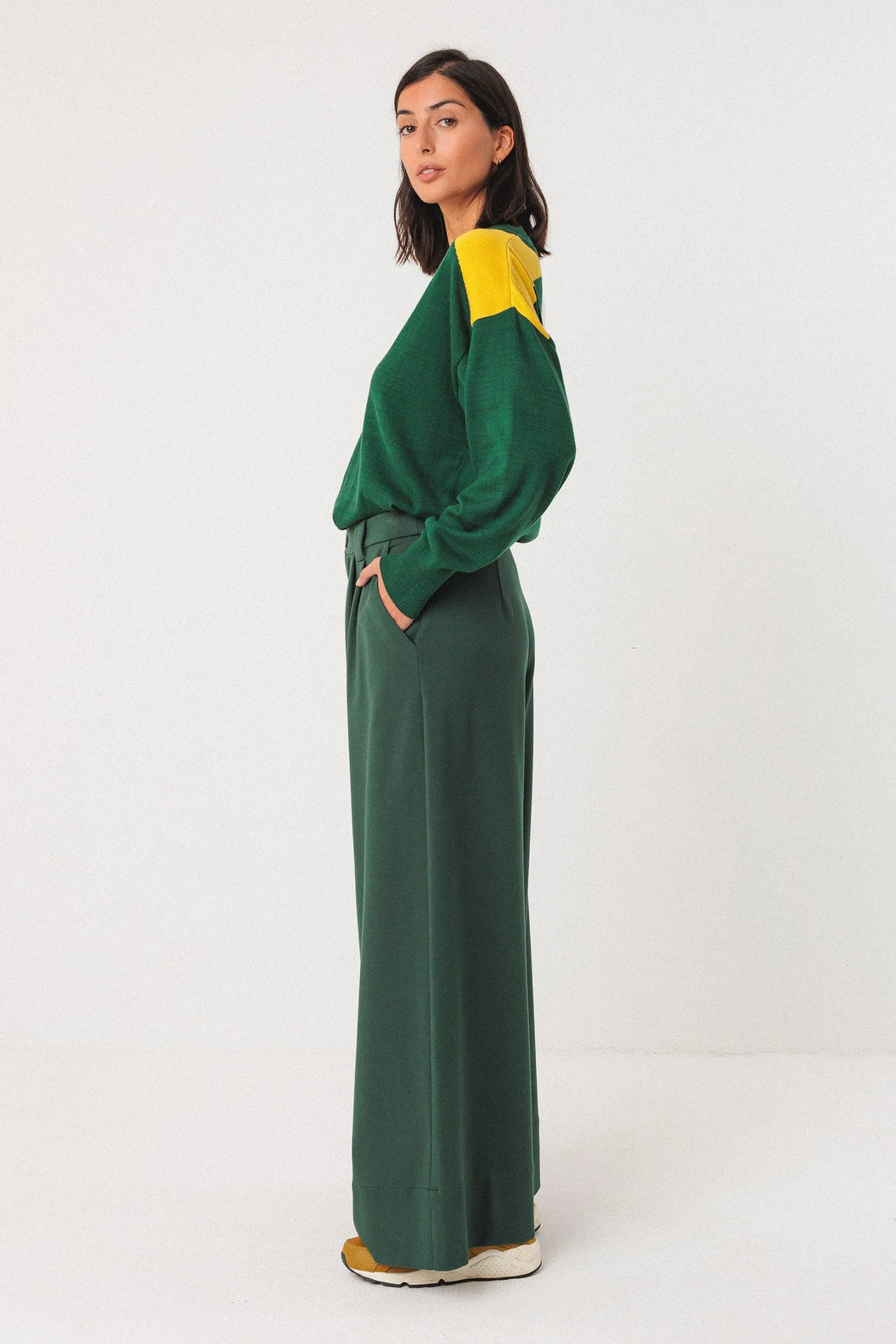 Nia Dark Green Palazzo Pants-SKFK-Hosen-ROTATION BOUTIQUE BERLIN