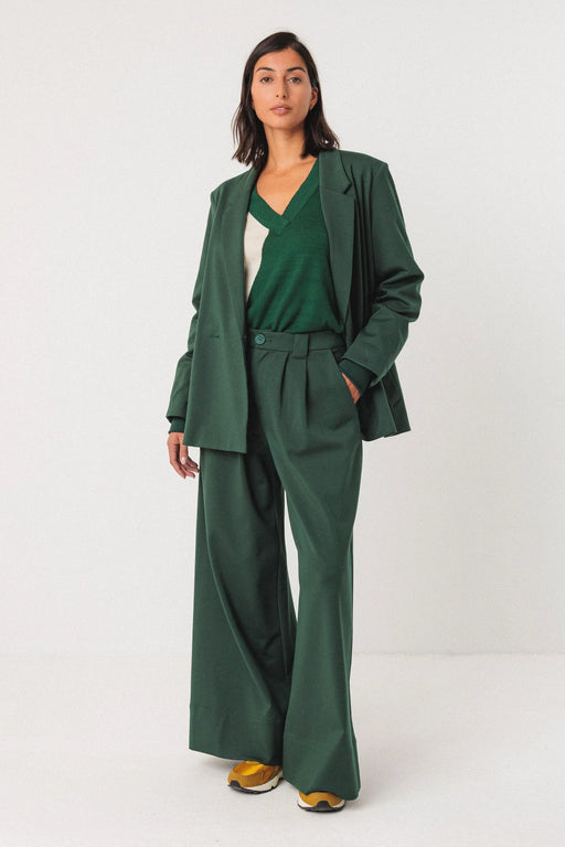 Nia Dark Green Palazzo Pants-SKFK-Hosen-ROTATION BOUTIQUE BERLIN