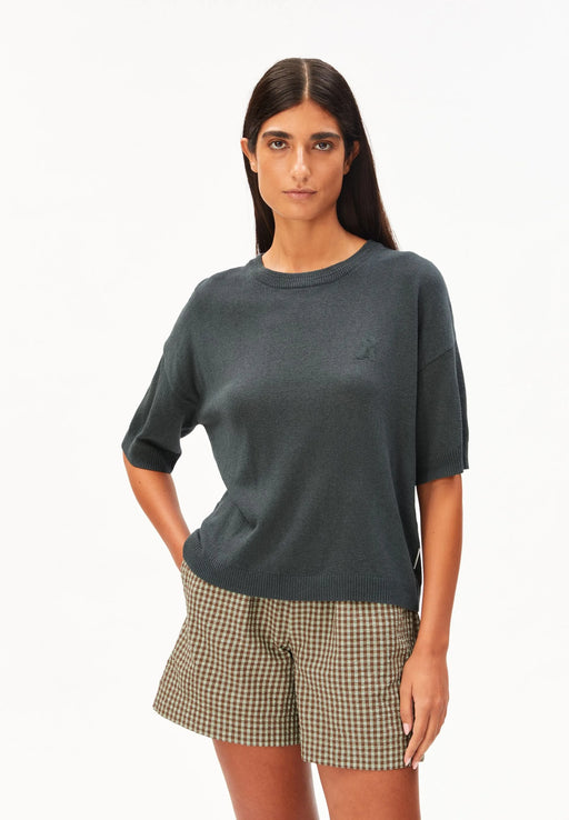 Short Sleeve Linen Blend Knit Sweater-Armedangels-Pullis & Sweatshirts-ROTATION BOUTIQUE BERLIN