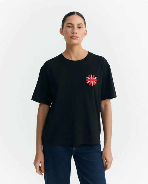 Sunny Black T-Shirt Damen mit Stickerei-Thinking Mu-T-Shirts-ROTATION BOUTIQUE BERLIN