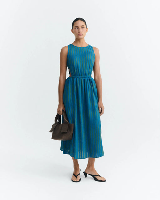 Windsor Stripes Midi Kleid Damen-Thinking Mu-Kleider & Röcke-ROTATION BOUTIQUE BERLIN