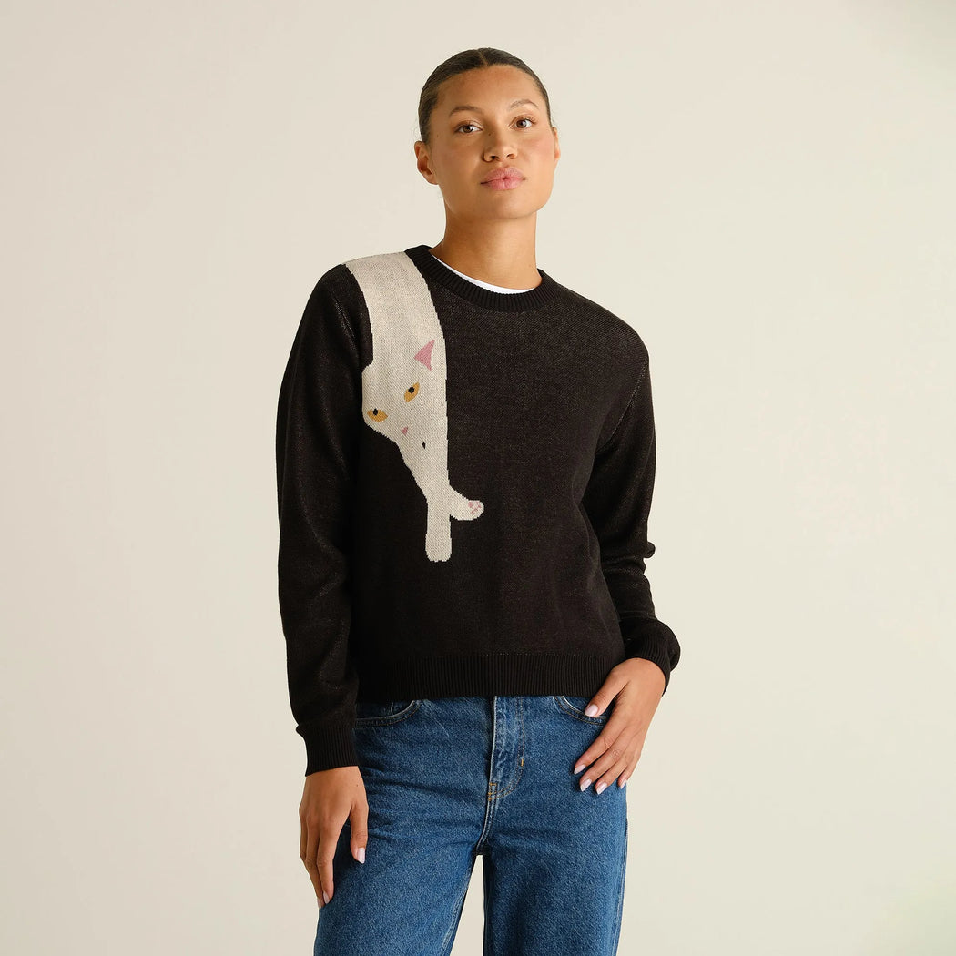 Damen Strickpullover Arendal Long Cat Black von Dedicated – Bild 1