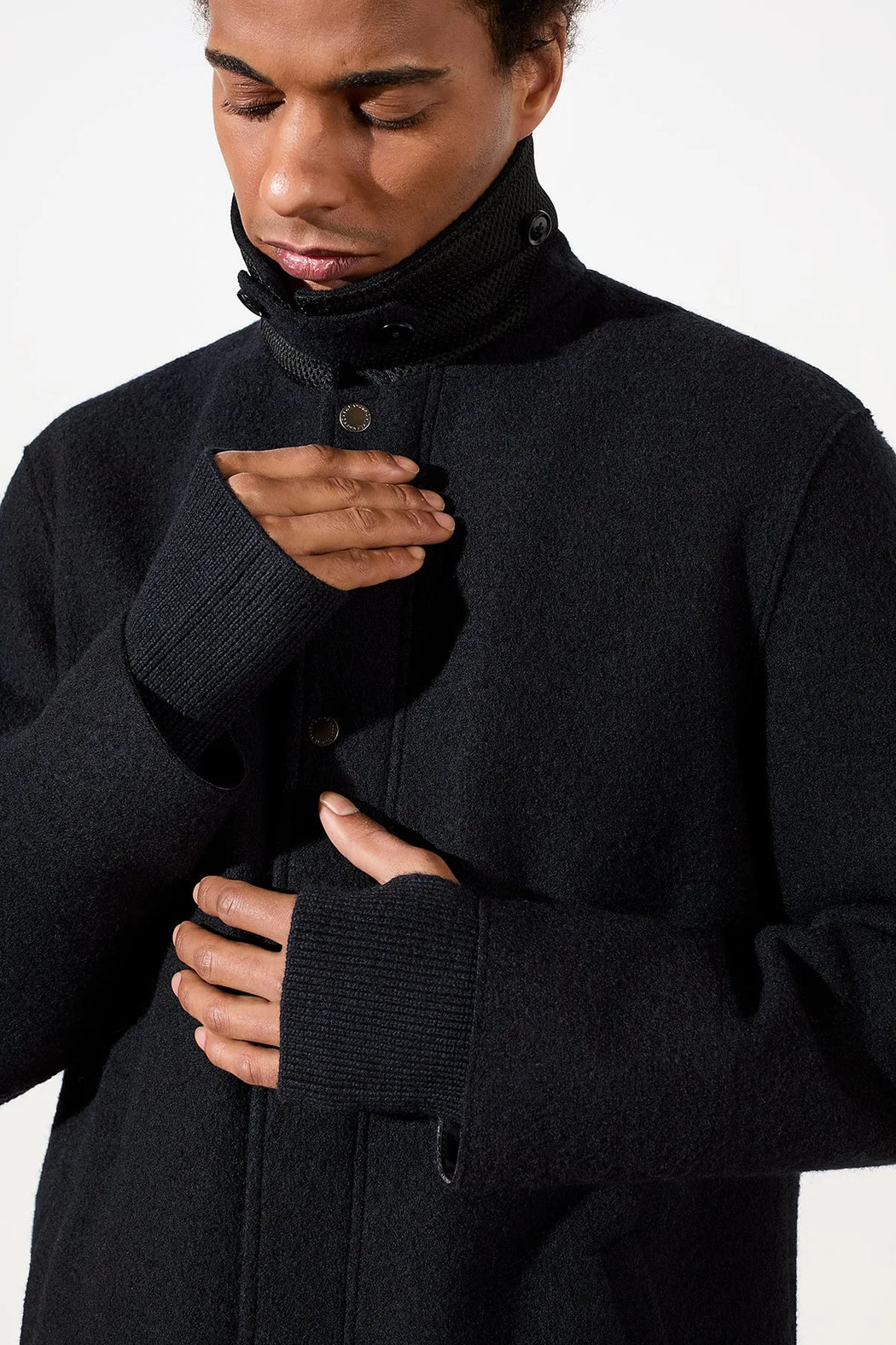 Herren Wollmantel mit Rippbündchen von Langer Chen – Bild 3