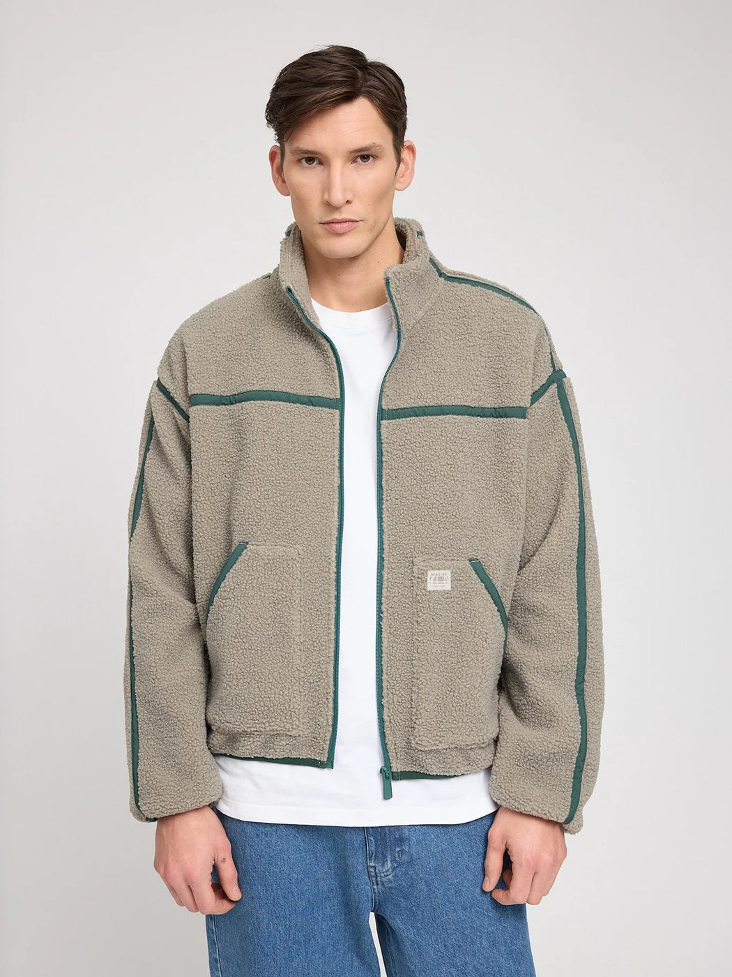 Herren Teddy-Fleece Jacke Contrast Tape von MAZINE – Bild 3