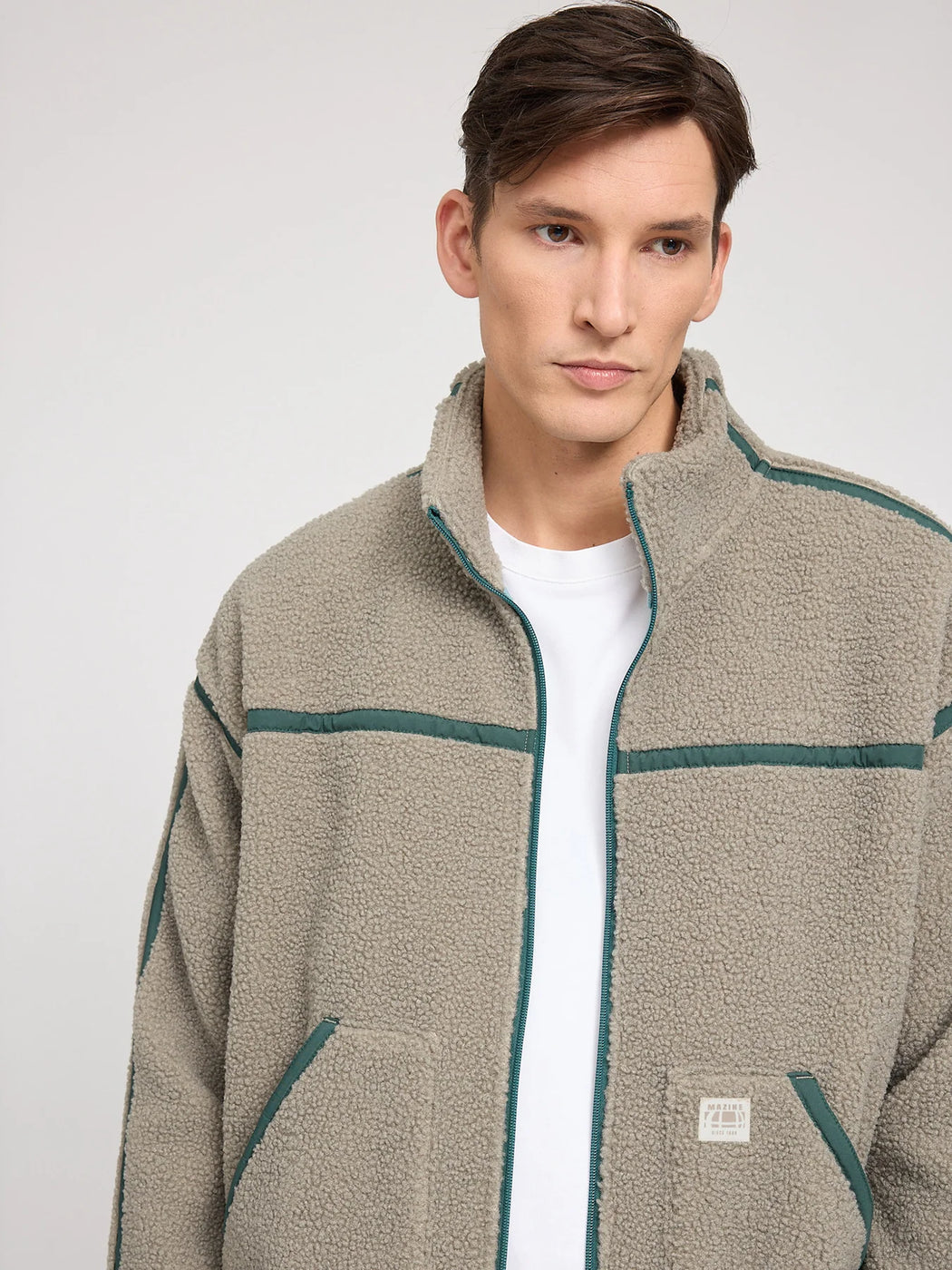 Herren Teddy-Fleece Jacke Contrast Tape von MAZINE – Bild 4