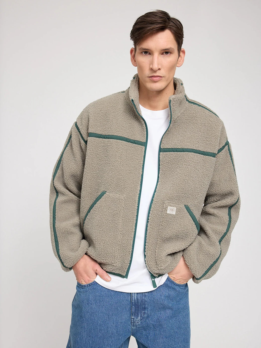 Herren Teddy-Fleece Jacke Contrast Tape von MAZINE – Bild 5
