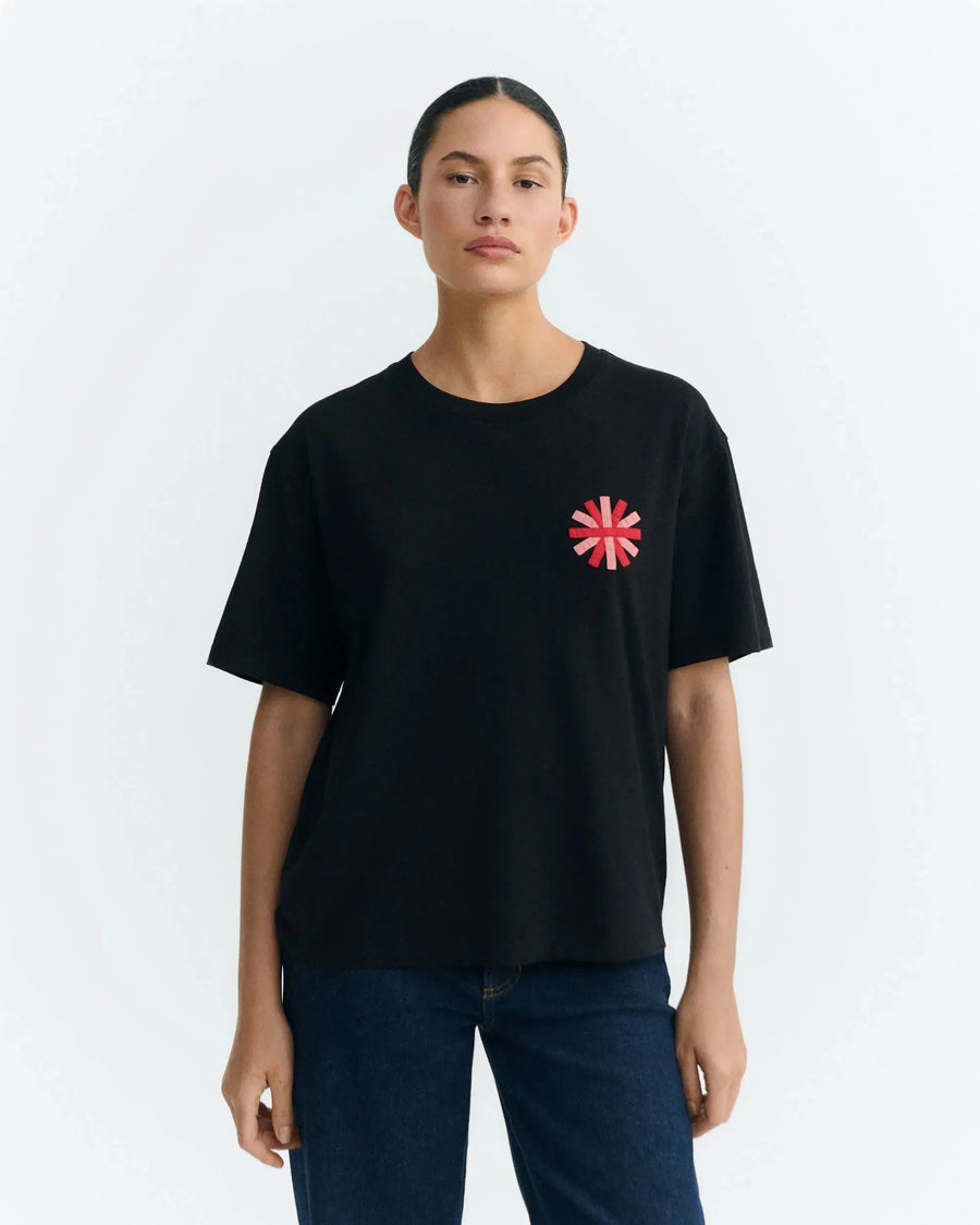 Sunny Black T-Shirt Damen mit Stickerei von Thinking Mu – Bild 2